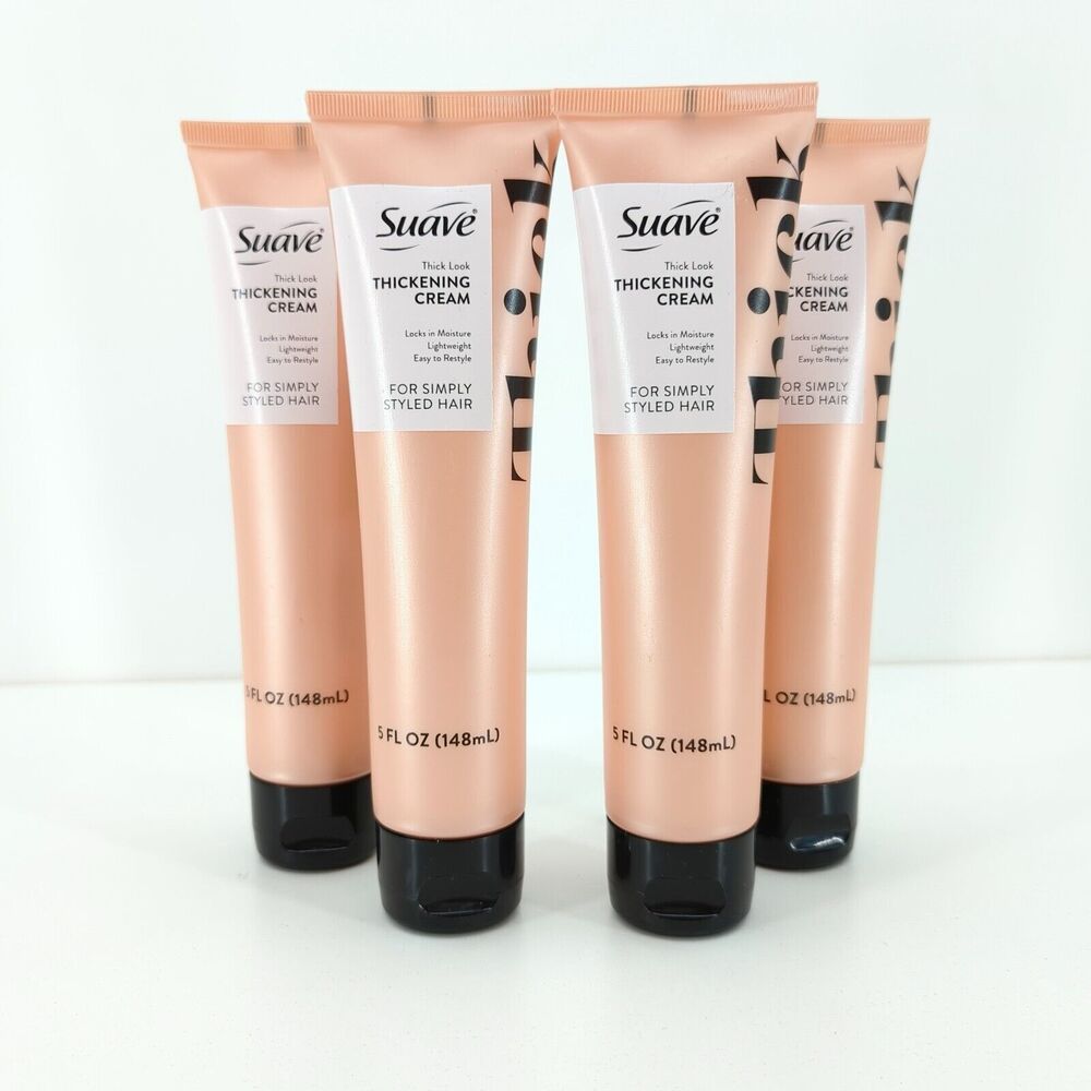 Suave Thickening Cream Thick Look Lock Moisture Lightweight Styled Hair Set of 4